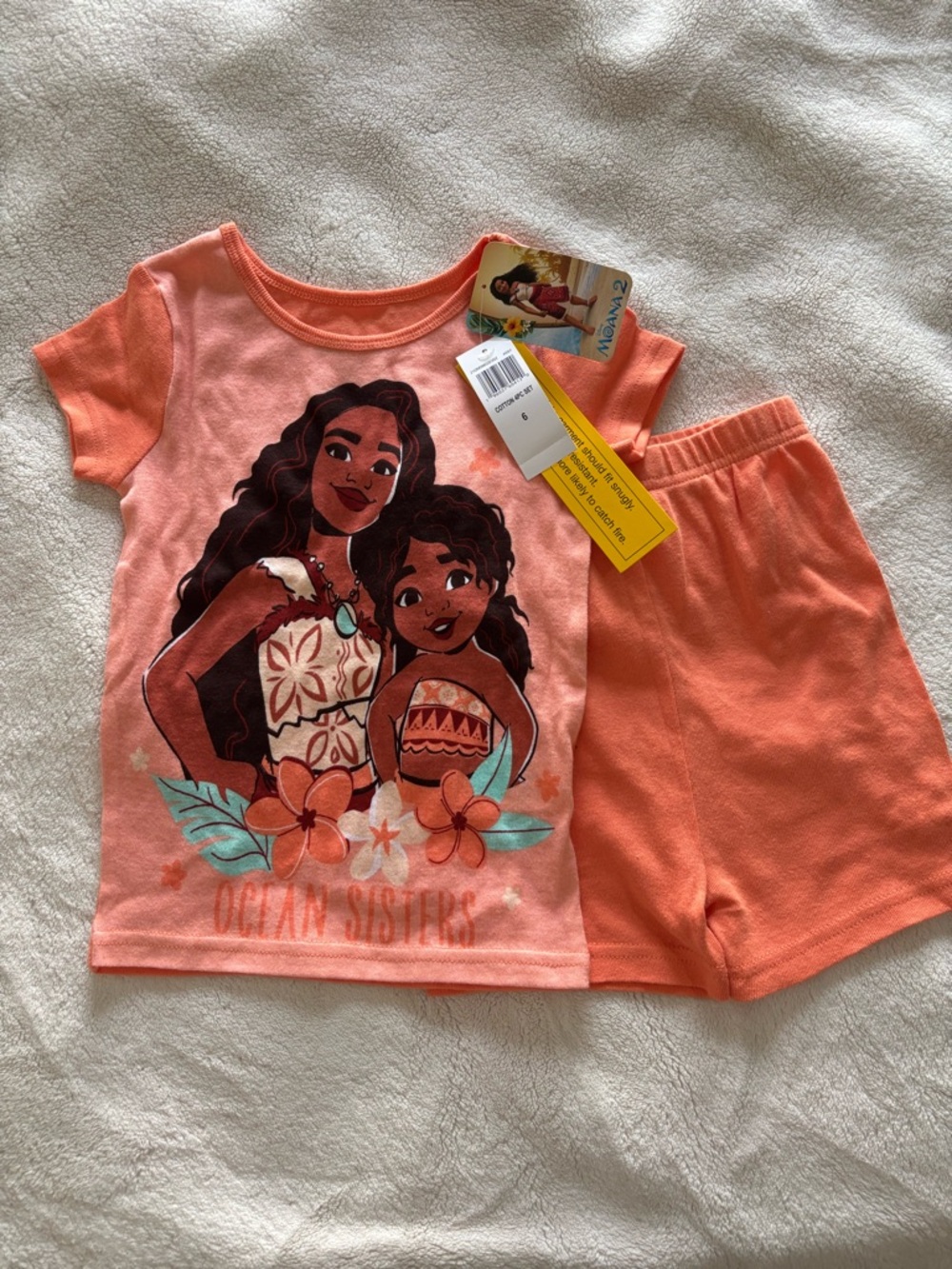 Disney Coral Orange Moana Sisters Kids Matching Set